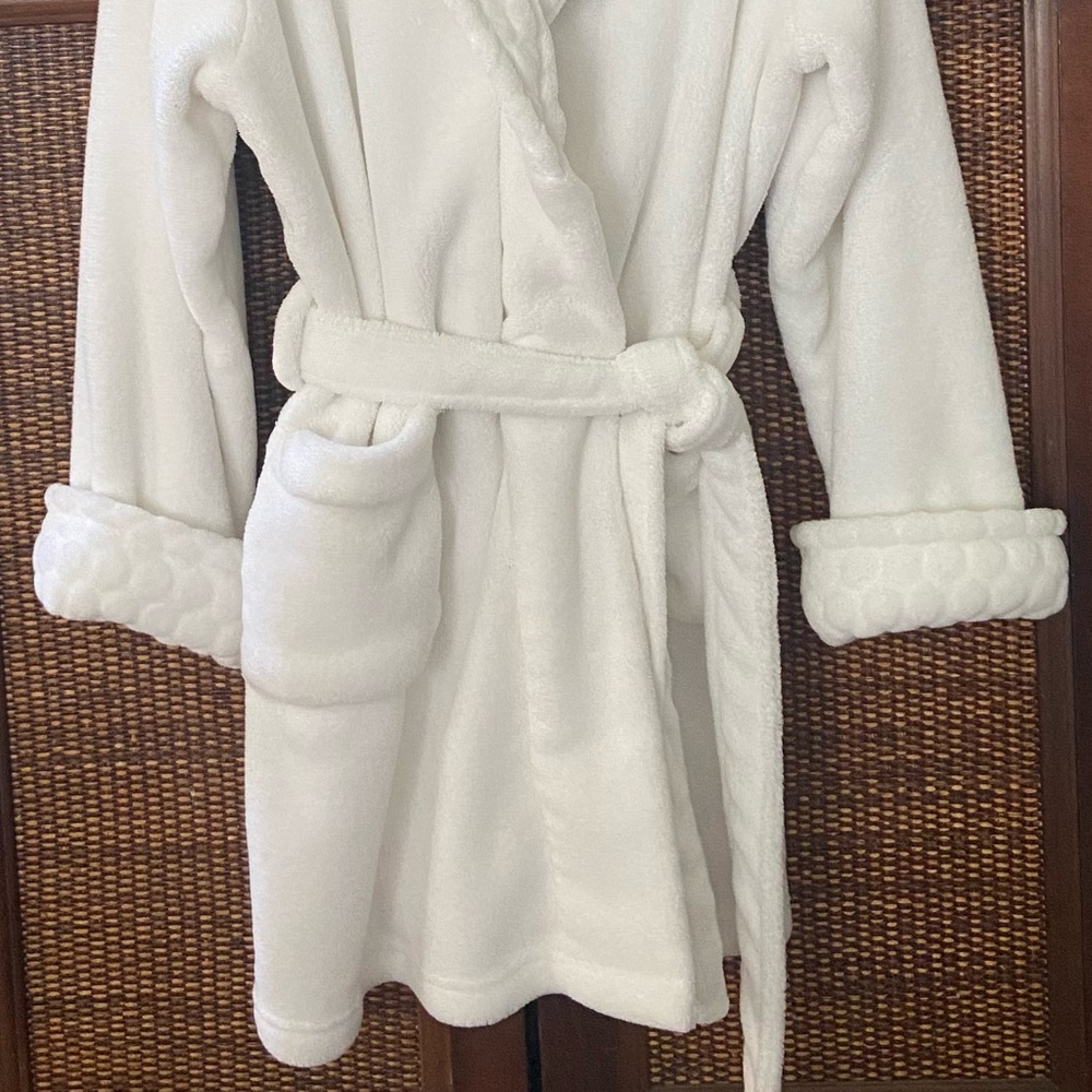 Croft & Barrow White Short Fleece Robe XL - Picture 7 of 8
